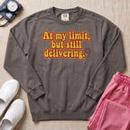 Funny L&D Nurse At My Limit But Still Delivering Retro Sweatshirt - Pepper Lifestyle Hero Mockup | HugTee
