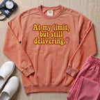 Funny L&D Nurse At My Limit But Still Delivering Retro Sweatshirt - Terracotta Comfort Colors Sweatshirt | HugTee