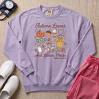 Retro Autumn Leaves And Babies Please Labor and Delivery Nurse Fall Sweatshirt - Orchid Comfort Colors Sweatshirt | HugTee