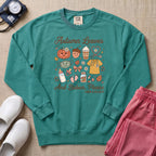 Retro Autumn Leaves And Babies Please Labor and Delivery Nurse Fall Sweatshirt - Seafoam Comfort Colors Sweatshirt | HugTee