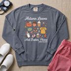 Retro Autumn Leaves And Babies Please Labor and Delivery Nurse Fall Sweatshirt - Blue Jean Comfort Colors Sweatshirt | HugTee
