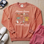 Retro Autumn Leaves And Babies Please Labor and Delivery Nurse Fall Sweatshirt - Terracotta Comfort Colors Sweatshirt | HugTee