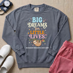 Big Dreams For Little Lives Cute Sloth NICU Nurse Sweatshirt - Blue Jean Comfort Colors Sweatshirt | HugTee