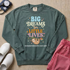 Big Dreams For Little Lives Cute Sloth NICU Nurse Sweatshirt - Blue Spruce Comfort Colors Sweatshirt | HugTee