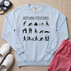 Minimalist Birthing Positions L&D Nurse Midwife Sweatshirt - Chambray Comfort Colors Sweatshirt | HugTee