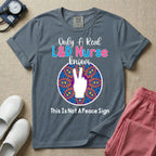 A humorous Labor and Delivery nurse graphic featuring a hand holding up two fingers inside a colorful boho mandala pattern, surrounded by text that reads Only A Real L&D Nurse Knows above and This Is Not A Peace Sign below.