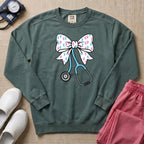 Coquette Bow Stethoscope Sweatshirt - Blue Spruce Comfort Colors Sweatshirt | HugTee