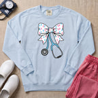 Coquette Bow Stethoscope Sweatshirt - Chambray Comfort Colors Sweatshirt | HugTee