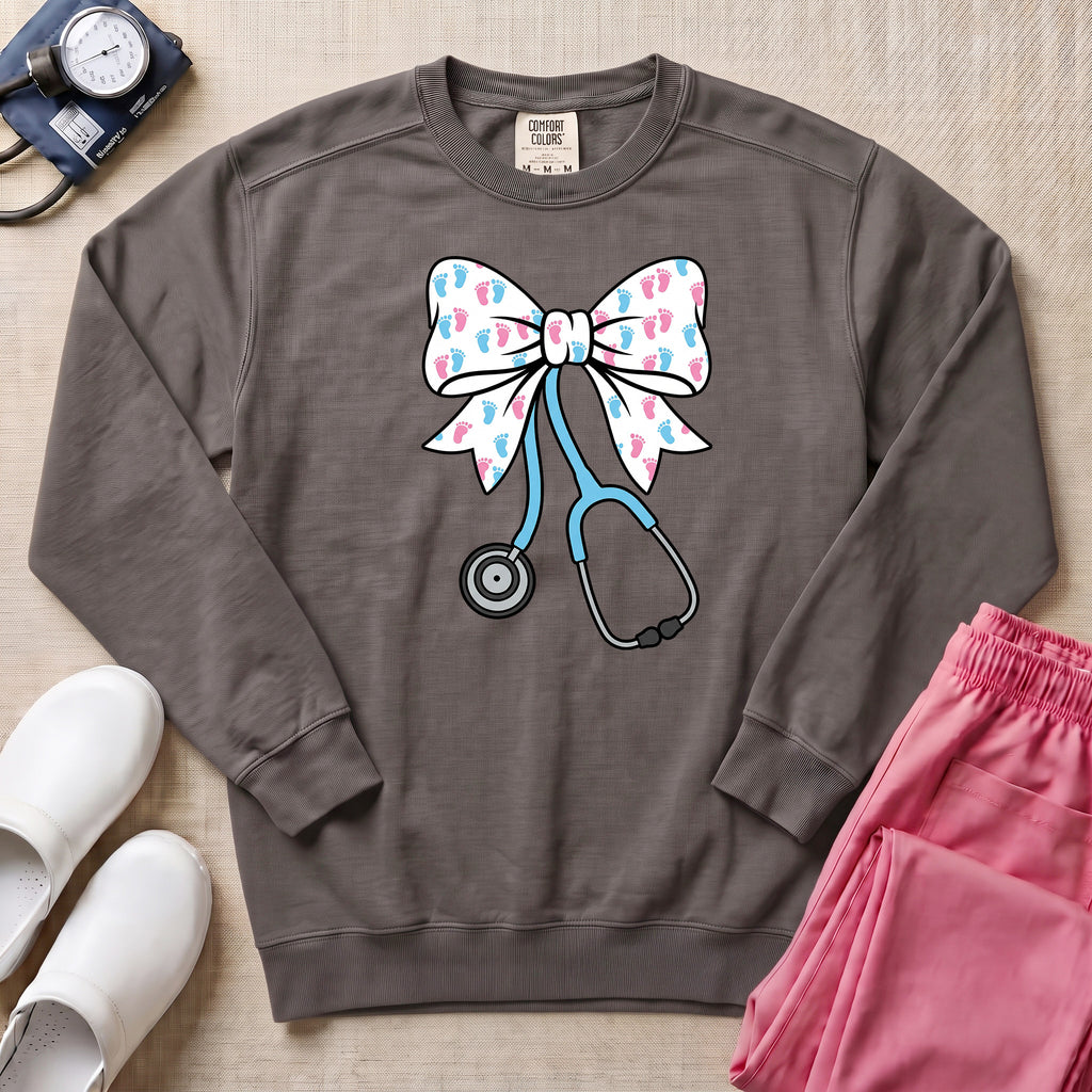 Coquette Bow Stethoscope Sweatshirt - Pepper Lifestyle Hero Mockup | HugTee