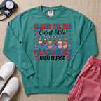 4th of July NICU Nurse Cutest Little Firecrackers Sweatshirt - Seafoam Comfort Colors Sweatshirt | HugTee