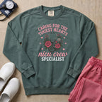 Caring For The Tiniest Hearts NICU Crew Floral Sweatshirt - Blue Spruce Comfort Colors Sweatshirt | HugTee