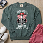 Funny Dead Inside Skeleton Nurse Sweatshirt - Blue Spruce Comfort Colors Sweatshirt | HugTee