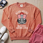 Funny Dead Inside Skeleton Nurse Sweatshirt - Terracotta Comfort Colors Sweatshirt | HugTee