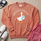 Delivery Or Takeout Funny L&D Nurse Sweatshirt - Terracotta Comfort Colors Sweatshirt | HugTee