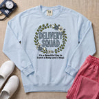 Funny Floral Delivery Squad L&D Nurse Sweatshirt - Chambray Comfort Colors Sweatshirt | HugTee