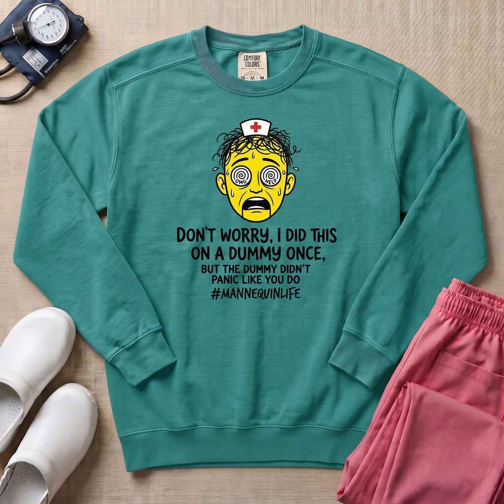 Funny Mannequin Practice Nurse Sweatshirt - Seafoam Comfort Colors Sweatshirt | HugTee
