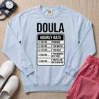 Funny Doula Hourly Rate Price Chart Labor Support Sweatshirt - Chambray Comfort Colors Sweatshirt | HugTee