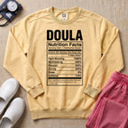 Funny Doula Nutrition Facts Birth Worker Sweatshirt - Butter Comfort Colors Sweatshirt | HugTee