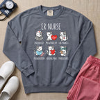 ER Nurse Funny Medical Cat Puns Sweatshirt - Blue Jean Comfort Colors Sweatshirt | HugTee