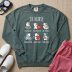 ER Nurse Funny Medical Cat Puns Sweatshirt - Blue Spruce Comfort Colors Sweatshirt | HugTee