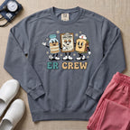 Retro ER Crew Funny Cartoon Emergency Room Nurse Sweatshirt - Blue Jean Comfort Colors Sweatshirt | HugTee
