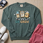 Retro ER Crew Funny Cartoon Emergency Room Nurse Sweatshirt - Blue Spruce Comfort Colors Sweatshirt | HugTee