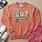 Retro ER Crew Funny Cartoon Emergency Room Nurse Sweatshirt - Terracotta Comfort Colors Sweatshirt | HugTee