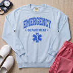 Emergency Department ER Nurse Varsity Star of Life Sweatshirt - Chambray Comfort Colors Sweatshirt | HugTee