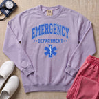 Emergency Department ER Nurse Varsity Star of Life Sweatshirt - Orchid Comfort Colors Sweatshirt | HugTee