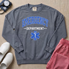 Emergency Department ER Nurse Varsity Star of Life Sweatshirt - Blue Jean Comfort Colors Sweatshirt | HugTee