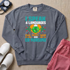 Funny I Speak 4 Languages Sarcastic ER Nurse Sweatshirt - Blue Jean Comfort Colors Sweatshirt | HugTee