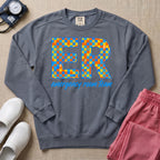 Retro Checkerboard ER Nurse Emergency Room Team Sweatshirt - Blue Jean Comfort Colors Sweatshirt | HugTee