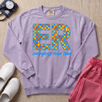 Retro Checkerboard ER Nurse Emergency Room Team Sweatshirt - Orchid Comfort Colors Sweatshirt | HugTee