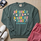 Retro Everyday Is A Birthday Party L&D Nurse Sweatshirt - Blue Spruce Comfort Colors Sweatshirt | HugTee