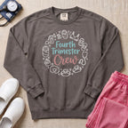 Fourth Trimester Crew Postpartum Nurse Sweatshirt - Pepper Lifestyle Hero Mockup | HugTee