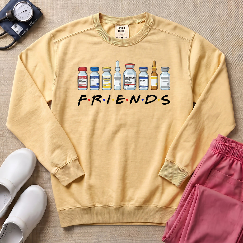 Nurse Friends Medical Vials Funny Retro Sweatshirt - Butter Comfort Colors Sweatshirt | HugTee