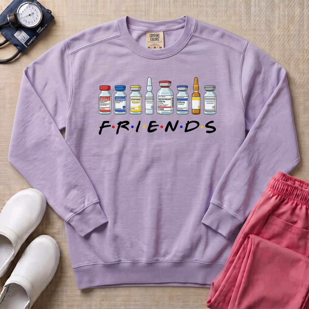 Nurse Friends Medical Vials Funny Retro Sweatshirt - Orchid Comfort Colors Sweatshirt | HugTee