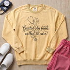 Guided By Faith Called To Care Christian Nurse Sweatshirt - Butter Comfort Colors Sweatshirt | HugTee