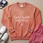Guided By Faith Called To Care Christian Nurse Sweatshirt - Terracotta Comfort Colors Sweatshirt | HugTee