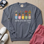 Helping Little Ones Bloom Floral NICU Nurse Sweatshirt - Blue Jean Comfort Colors Sweatshirt | HugTee