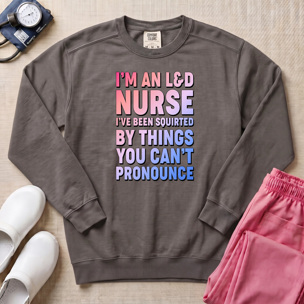 Funny I'm An L&D Nurse Labor And Delivery Sweatshirt - Pepper Lifestyle Hero Mockup | HugTee