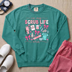 In My Scrub Life Era Coquette Nurse Sweatshirt - Seafoam Comfort Colors Sweatshirt | HugTee