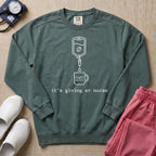 It's Giving ER Nurse Night Shift Coffee Minimalist Sweatshirt - Blue Spruce Comfort Colors Sweatshirt | HugTee