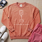 It's Giving ER Nurse Night Shift Coffee Minimalist Sweatshirt - Terracotta Comfort Colors Sweatshirt | HugTee