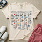 A graphic for a Neonatal Intensive Care Unit featuring the text 'NICU NURSE ALPHABET' above a comprehensive grid displaying the letters A through Z, each paired with a tiny medical illustration and term related to NICU nursing.