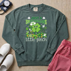 Funny Retro St. Patrick's Day Little Pinch Nurse Sweatshirt - Blue Spruce Comfort Colors Sweatshirt | HugTee