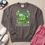 Funny Retro St. Patrick's Day Little Pinch Nurse Sweatshirt - Pepper Lifestyle Hero Mockup | HugTee