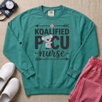 Koalified PICU Nurse Funny Sweatshirt - Seafoam Comfort Colors Sweatshirt | HugTee