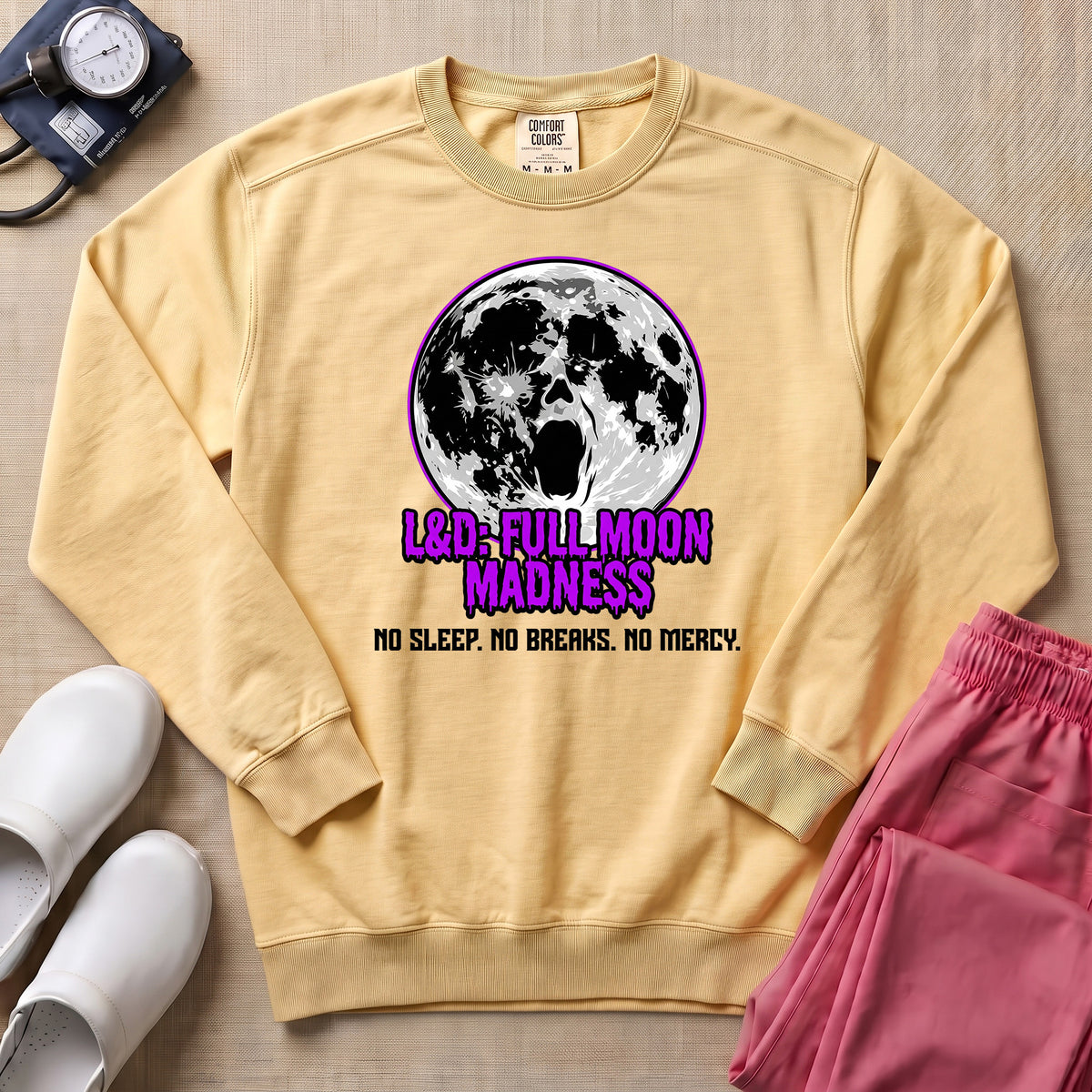 L&D Full Moon Madness Night Shift Nurse Sweatshirt - Butter Comfort Colors Sweatshirt | HugTee
