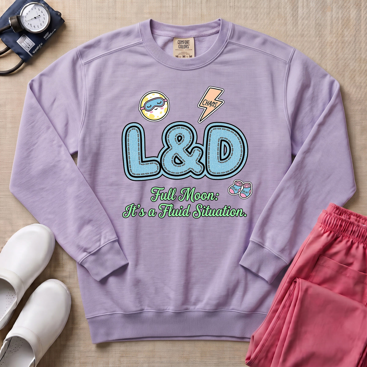 L&D Full Moon Fluid Situation Night Shift Nurse Sweatshirt - Orchid Comfort Colors Sweatshirt | HugTee